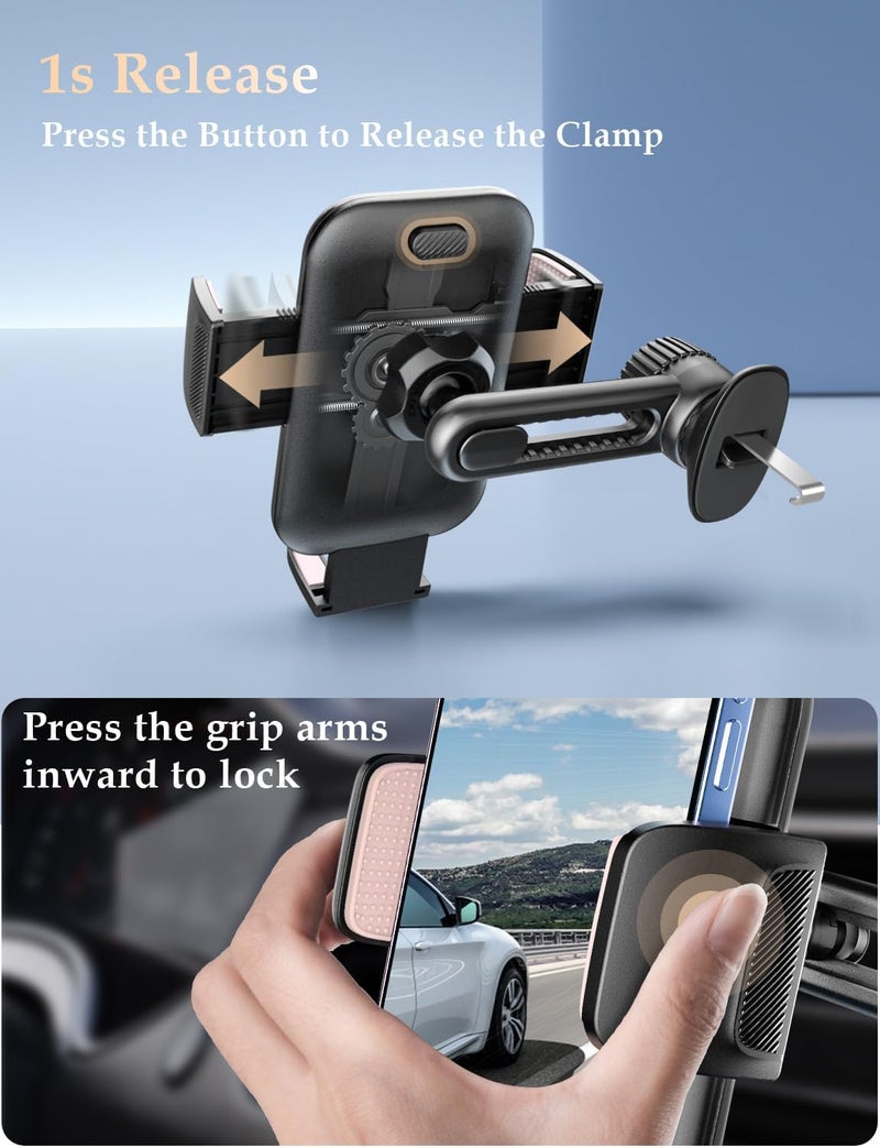 Holdersafe Phone Mount for Car Vent: [Never Blocking] Air Vent Cell Phones Holder for iPhone & Samsung Android Smartphone [Thick Cases Friendly] Hands-Free Auto Mobile Phone Stand (Pink) - Image 4